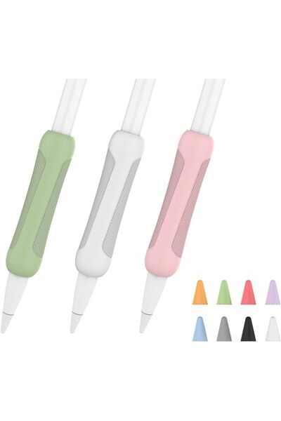 Arabest 3 Pack Stylus Pen Grip,8 Colorful Tip Covers,Ergonomic Silicone Sleev...