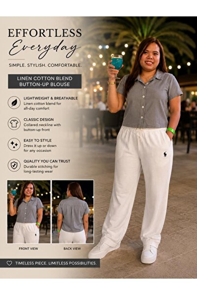 BRESH Linen Cotton Blend Blouse