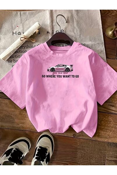PAVRO Unisex Άνετο T-shirt με μικτό σχέδιο και στάμπα