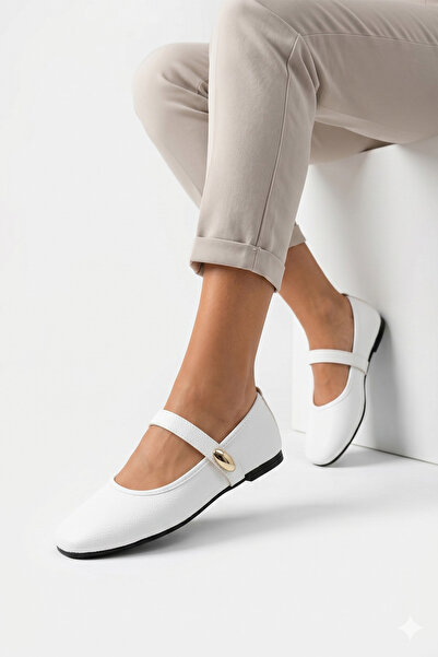 StWenn Pantofi casual cu talpă ortopedică cu cataramă elegantă, cu piele albă...