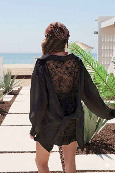 Suziş Sirti Lace-Detail Shirt and Elastic Waist Shorts Set 51399
