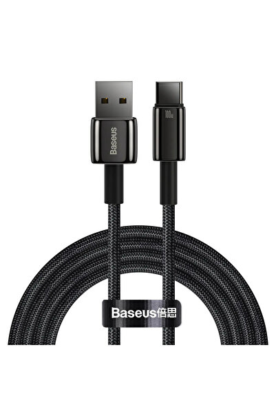 Baseus Tungsten Gold cablu USB-A - USB-C 480Mb/s 100W 2m negru (CAWJ000101)