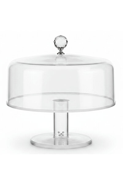 Yuniverse Acrylic Cake Plate with Dome Cover | 20×23 cm | Crystal Knob | Clea...