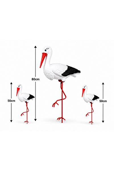OEM Garden's Dream – Set Barză Mamă 80cm cu 2 Pui 50cm pentru Grădină