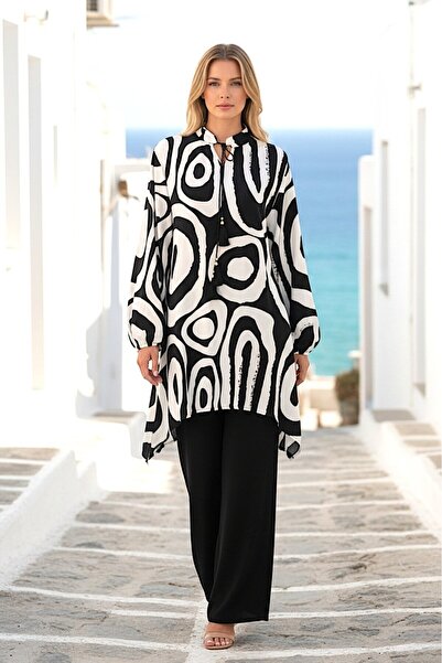 Şeker Portakalım 1017 Patterned High Collar Viscose Suit