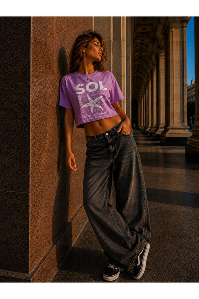 Markazzi Kadın baskılı oversize crop tshirt