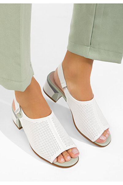 B T Shoes Sandale piele naturala Kalya albe
