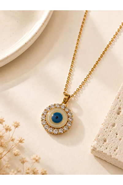 Archhazel Jewelery Evil Eye Beaded Stone Steel Necklace
