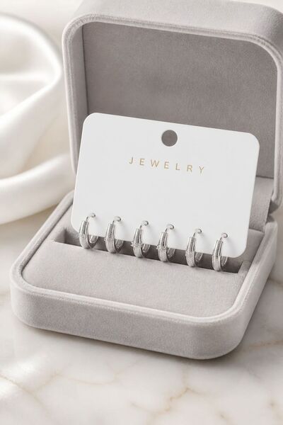 LYKOS Silver Color Hoop Women's Earring Set