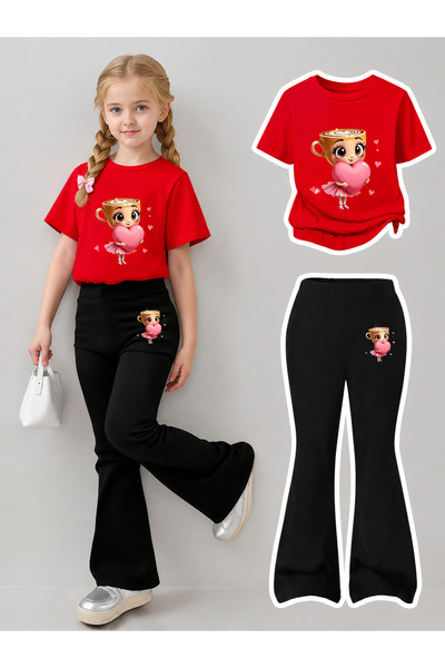 YUNAYT Set de pantaloni evazați și tricou spaniol pentru fete