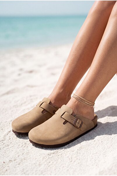 Brexia Dune Women's and Men's Genuine Cork Sole Suede Buckle Closed Toe Anato...