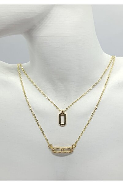 ndjewelry Golden Link Duo Double Layer Steel Necklace (40+5 cm)