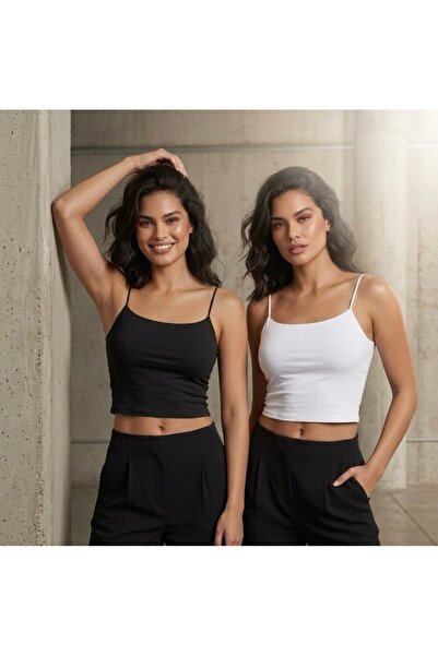Twentyipek Women's Rope Strap Crop Bustier Blouse with Double Layered Chest P...