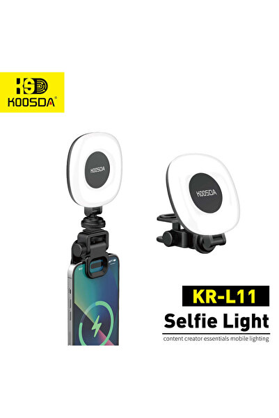 Koosda ضوء LED قابل لإعادة الشحن للسيلفي طراز KR-L11 - إضاءة مثالية لصور سيلف...