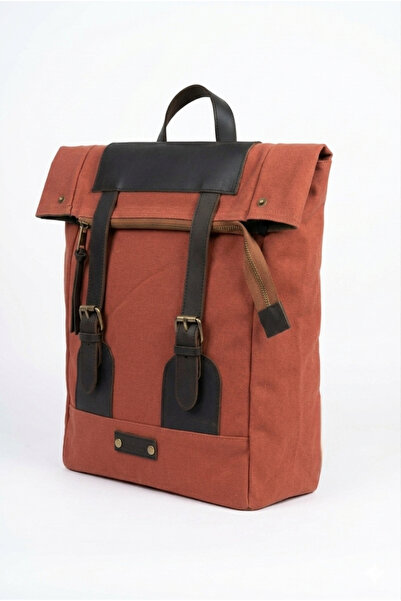 OLD COTTON BAGS Kanvas Deri Detaylı Unisex Laptop Uyumlu Suya Dayanıklı Vinta...