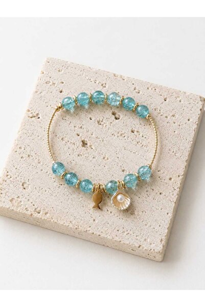 cleopatra takı aksesuar Peri Handmade Elastic Light Blue Color Women's Bracelet