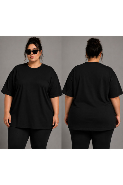 VODEXA Unisex Oversize T-Shirt Plain Printed 100% Cotton T-Shirt Large Size C...