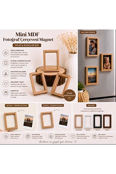 MİRAY FLOWERS HEDİYELİK Mini MDF Fotoğraf çerçevesi magnet