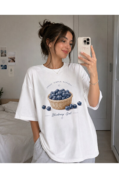 MiniHouse Tricou supradimensionat cu imprimeu BLUEBERRY GIRL