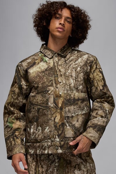 Nike Jordan Flight Chicago Realtree Mens Jacket Green Gerçek Ağaç Desenli Çıt...