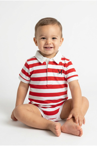 MARCO DONATELI Boys Stripe Body Suit Short Sleeve, 18M