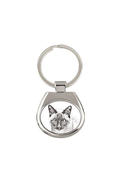 Art - Dog Art-Dog Breloc personalizat cu pisică siameză — Pandantiv metalic f...