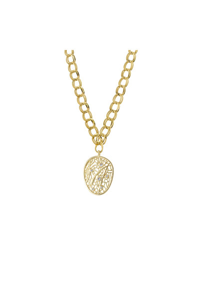Loisir Medium necklace plated 18k gold and filigree pendant Lace
