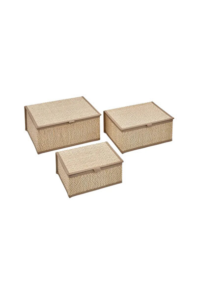 5five Simple Smart Set of 3 storage boxes stemy, bamboo, 25 x D18 x H 11.5 cm