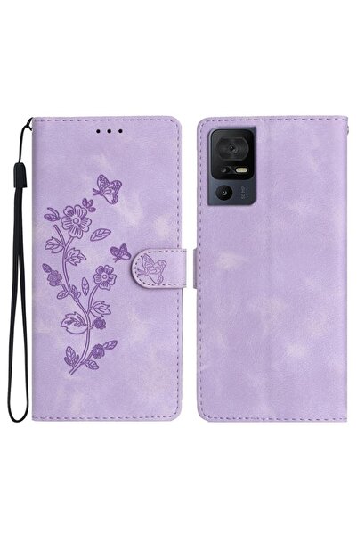 sscase Butterfly Flower Θήκη Πορτοφόλι Purple (TCL 40 SE)