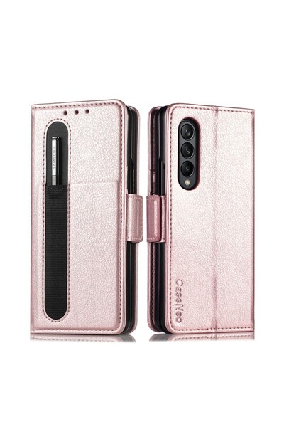 sscase Multi-function Card Pen Slot Leather Θήκη Πορτοφόλι Rose Gold (Samsung...