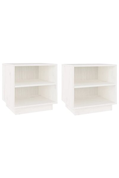 vidaxl Noptiere, 2 buc., alb, 40x34x40 cm, lemn masiv de pin