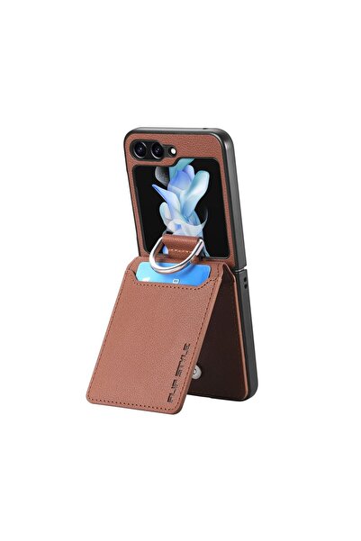 sscase Card Slot Σκληρή Θήκη με Πορτοφόλι και Δαχτυλίδι Brown (Samsung Galaxy...