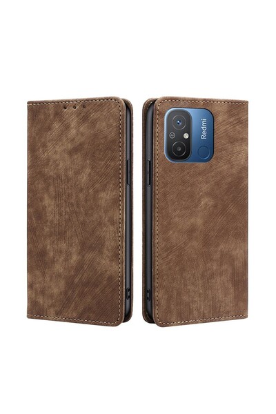 sscase Brush Magnetic Θήκη Βιβλίο Brown (Xiaomi Redmi 12C)