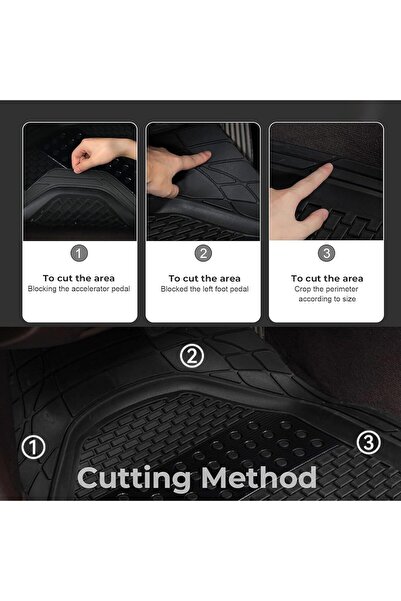 Auto Family FZE Premium Rubber Car Foot Mats, 71 * 50.5cm 3 Pcs Set, Anti-Slip Waterproof, All Weather, Black