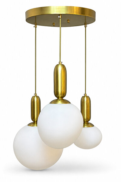 MARS CONCEPT Gold 2'lü Cam Eggy Sarkıt Avize – Modern Eskitme Gold Salon Avizesi