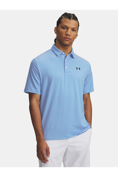 Under Armour Tricou polo pentru bărbați UA Playoff 3.0 Stripe - ALBASTRU
