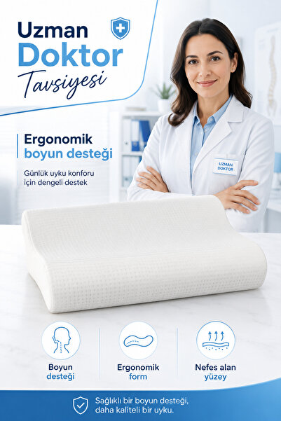 EpiRelax Sırt Üstü Rahat Uyku Yastığı – Ortopedik Visco Baş ve Boyun Desteği