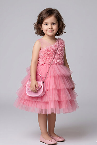 Elenora Kids Rochie de petrecere și serbări, roz, cu poșetă