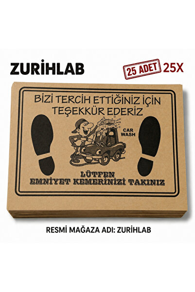ZURIHLAB Kraft Araba Paspası 35x50 cm - 25 Adetlik Set - Oto Servis Kağıt Pas...
