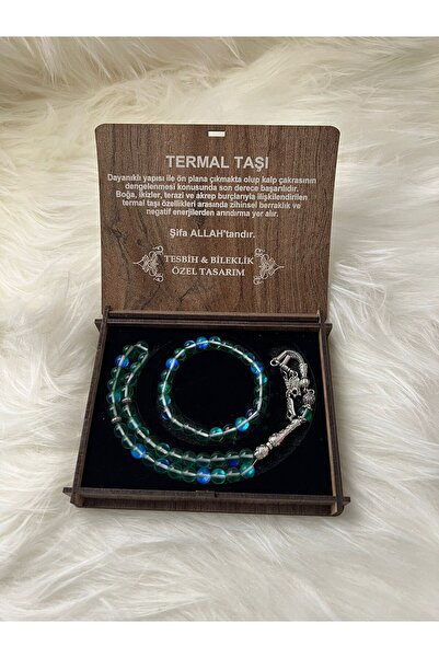 GÜLNAR BİJUTERİ Thermal Stone Prayer Beads & Bracelet Set Special Design in W...