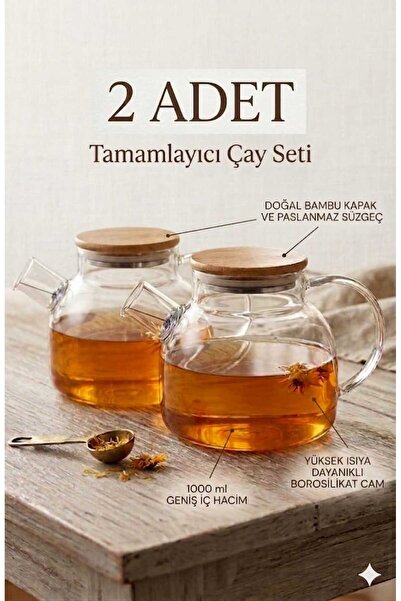 Funny Life Set of 2 Borosilicate Glass Teapots - Heat Resistant & Stylish Design