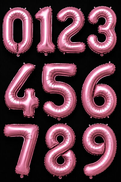 Aspak Pembe 76 CM Büyük Boy Rakam Balon Doğum Günü Yaş Parti Balonu Rakam Bal...