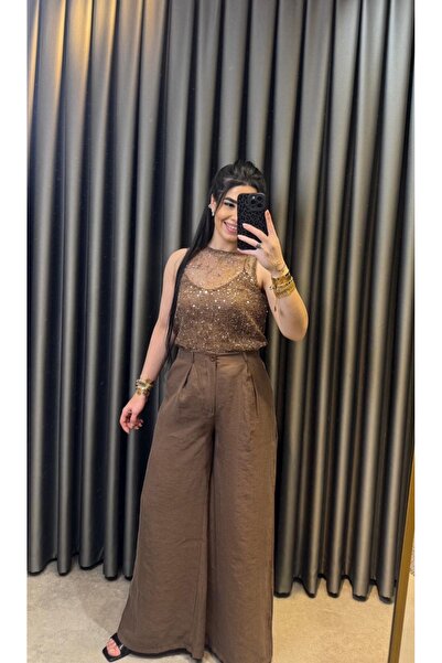 Nisam Front Pleated Palazzo Trousers