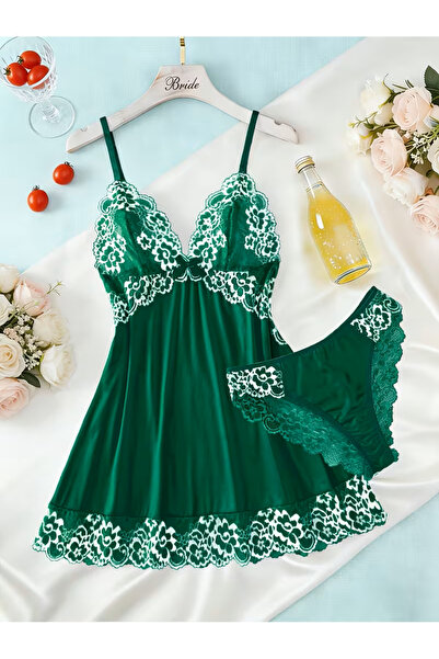 Generic 2pcs Women'S Sexy Lingerie Set -2-Piece Contrast Floral Lace Nightgow...