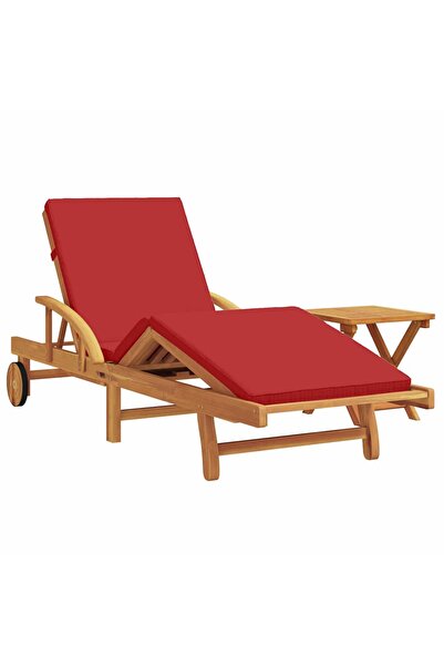 vidaxl Șezlong 2 pcs Roșu Lemn Solid de Acacia