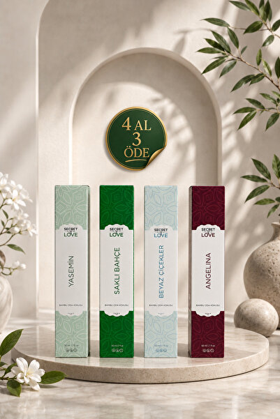 Jasmine, Hidden Garden, White Flowers, Angelina Bamboo Stick Room Fragrance Glass Bottle Reed Diffuser – Buy 4 Pay 3 Special Set 50 ml