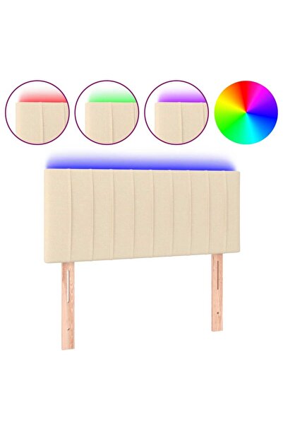 vidaxl LED headboard, cream, 100x5x78/88 cm, textile