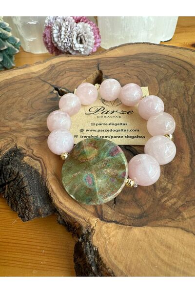 parze doğaltaş Rubyfuchsite and Pink Quartz Design Bracelet