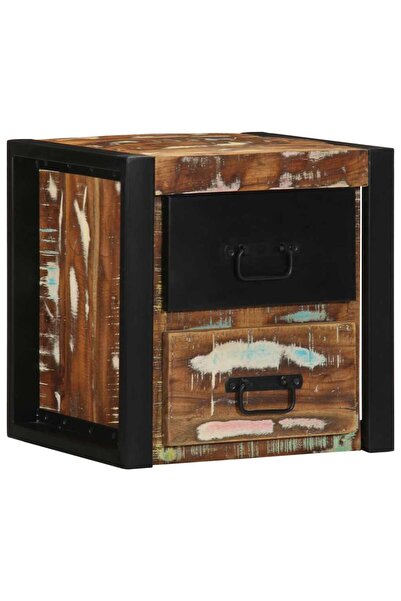 vidaxl Noptiera multicolor 40x35x40 cm lemn masiv recuperat