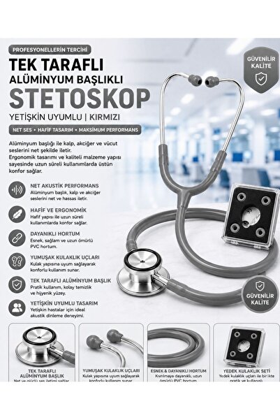 Armoline Gri Yetişkin Stetoskop | Gri Stetoskop I Veteriner Stetoskopu